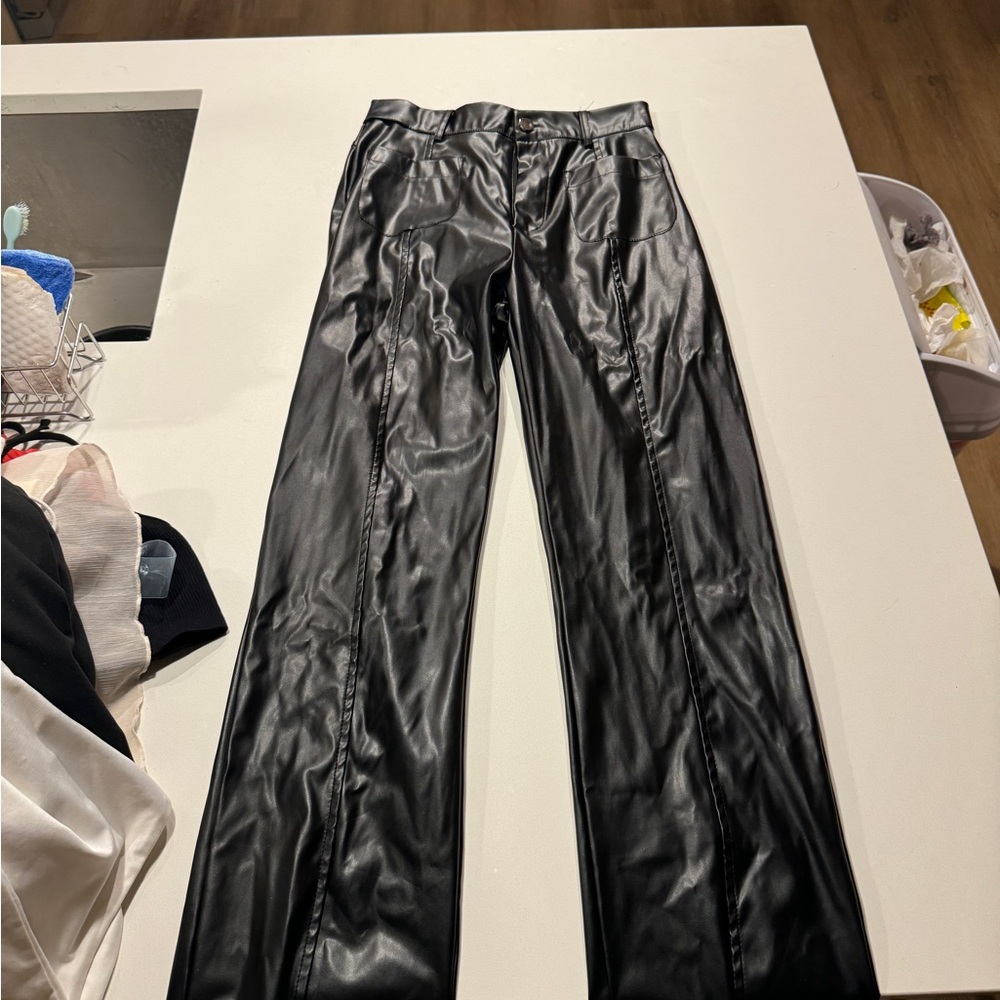 Black Faux Leather Pants